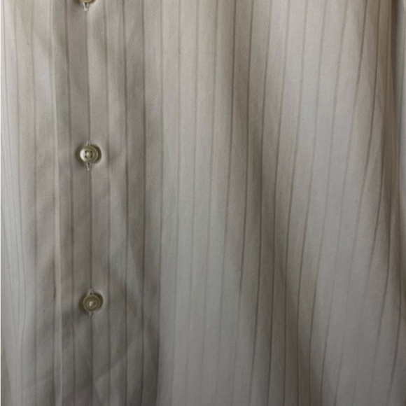 Zara Medium Mens Button Front Shirt Button Up Front Collared White Beige Striped - Picture 3 of 5
